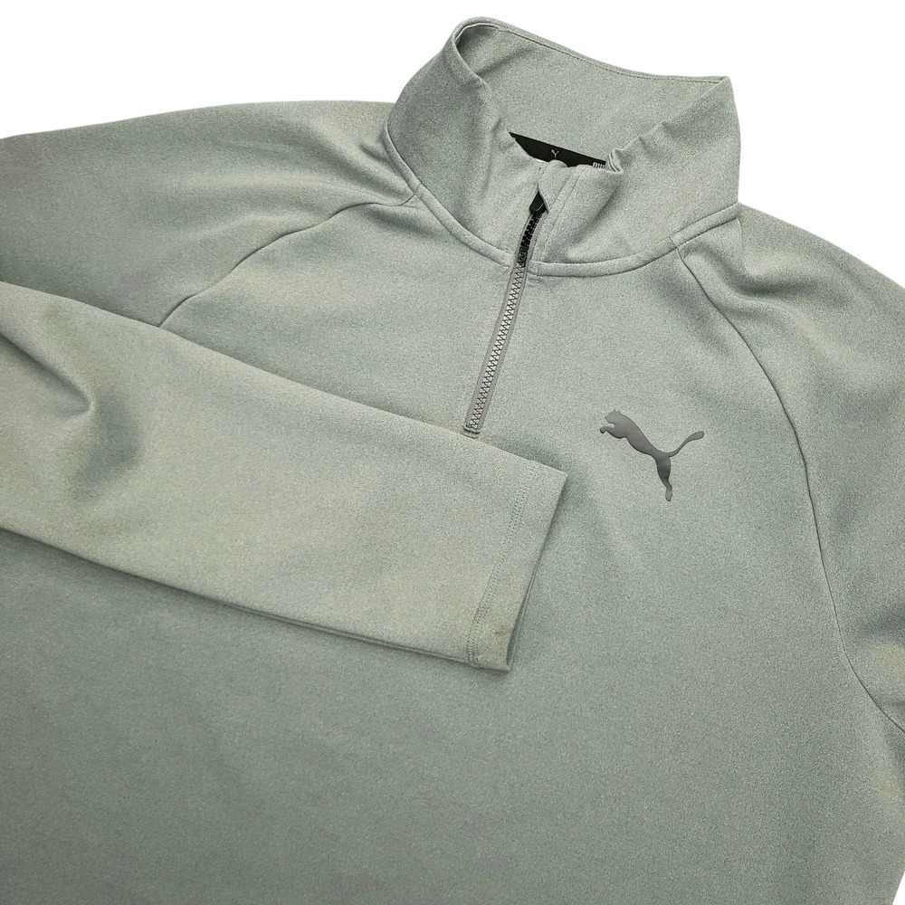 Puma Pullover Mens XL Gray 1/4 Zip Long Sleeve Stretch Athletic Training Top